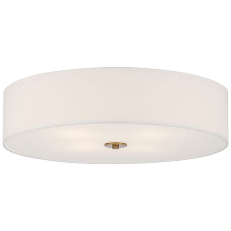 Access Lighting Mid Town, LED Flush Mount, Antique Brushed Brass Finish, Fabric 64064LEDDLP-ABB/WH